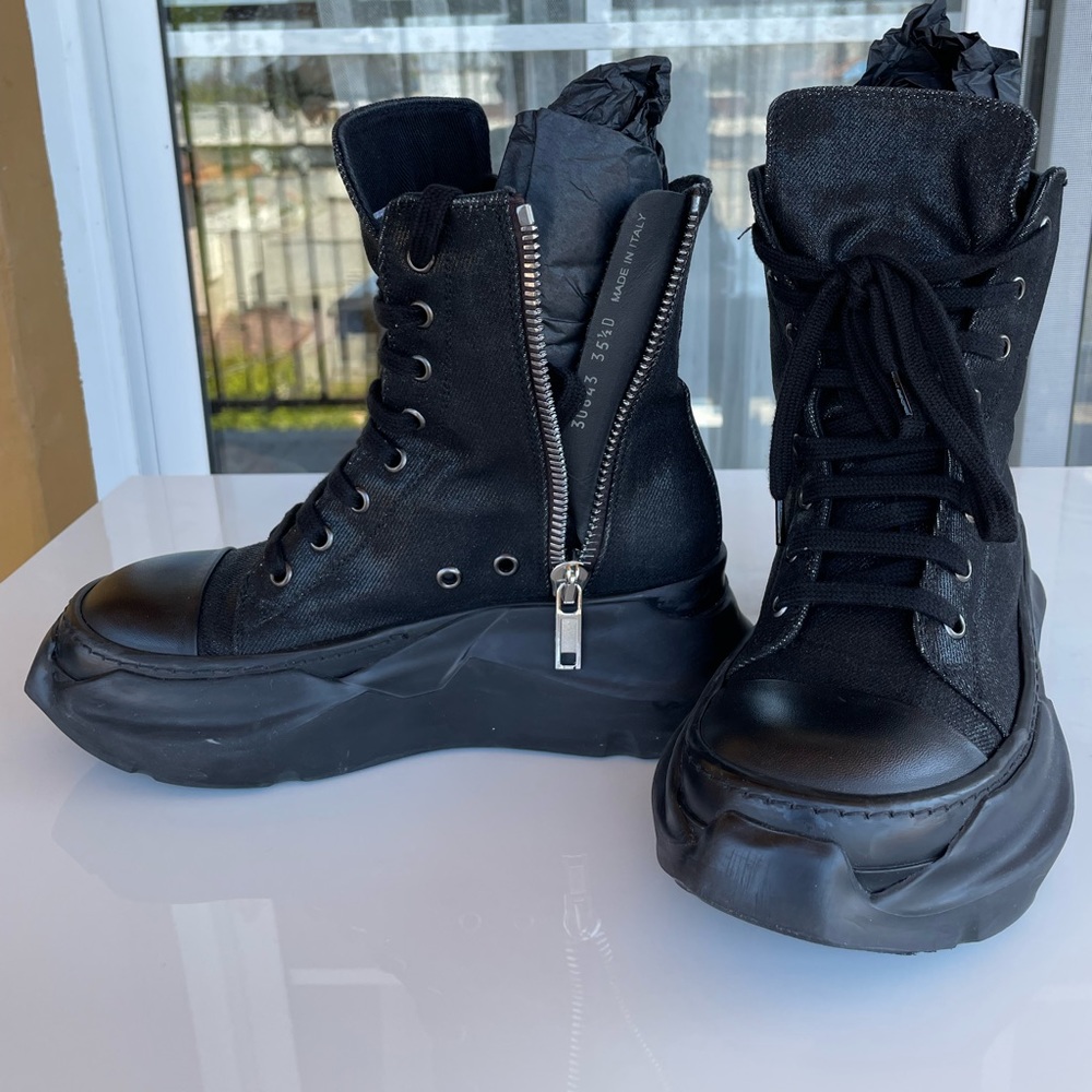 Rick Owens Black Denim Abstract Sneakers 35.5 - Picture 2 of 4